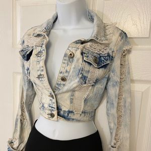 Chiqle boutique denim distressed jacket small